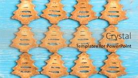  Presentation with cookies christmas - Colorful presentation design enhanced with christmas-cookies-on-wooden-table backdrop and a coral colored foreground