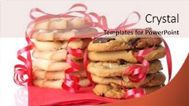  Presentation with christmas chocolate - Amazing PPT layouts having christmas cookies shortbread and chocolate wrapped in red ribbon backdrop and a lemonade colored foreground