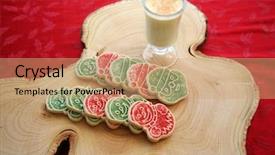  Presentation with delicious christmas cookies - Presentation having christmas cookies with eggnog christmas background and a coral colored foreground