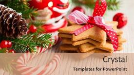  Presentation with cookies - Slides having christmas cookies with festive decoration background and a coral colored foreground