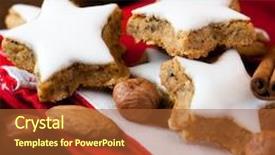  Presentation with gingerbread - Beautiful presentation design featuring background rustic wooden table close backdrop and a red colored foreground