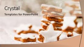  Presentation with cookies christmas - Colorful presentation design enhanced with christmas cookies backdrop and a soft green colored foreground