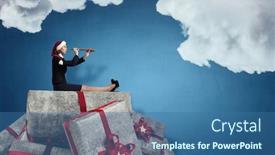  Presentation with christmas presents - Presentation theme with christmas-corporate-presents-mixed-media background and a ocean colored foreground