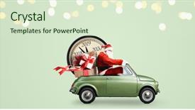  Presentation with clock countdown - Theme enhanced with christmas countdown arriving santa claus background and a soft green colored foreground