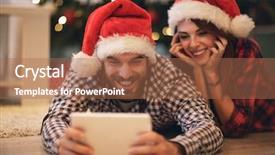  Presentation with kittens christmas holiday red christmas - PPT layouts having christmas couple buying on net background and a coral colored foreground