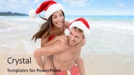  Presentation with caribbean christmas - Slides having christmas couple having fun background and a lemonade colored foreground