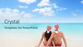  Presentation with sun tanning - Slide deck having christmas couple in love lying background and a sky blue colored foreground