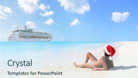  Presentation with caribbean christmas - PPT theme featuring christmas cruise travel holidays background and a sky blue colored foreground