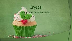  Presentation with christmas holly - Cool new slide deck with christmas cup cakes with holly backdrop and a seafoam green colored foreground