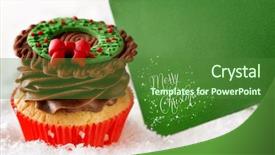  Presentation with christmas card - Beautiful PPT layouts featuring christmas cupcake with blank card in snow backdrop and a forest green colored foreground