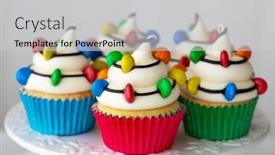  Presentation with christmas candy - Slide deck having christmas-cupcakes-decorated-with-strings background and a light gray colored foreground