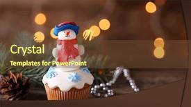  Presentation with cupcakes - Cool new slides with christmas cupcakes with decoration closeup backdrop and a tawny brown colored foreground
