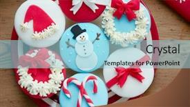  Presentation with cupcakes - PPT theme with christmas cupcakes background and a light blue colored foreground