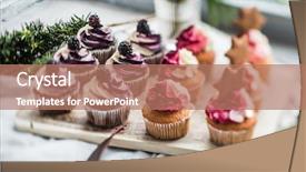  Presentation with tea party - Slides featuring christmas cupcakes background and a coral colored foreground