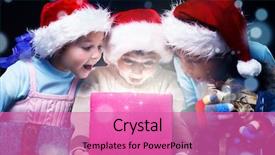  Presentation with cultural diversity kids - Colorful slide set enhanced with christmas cute - surprised kids scream at opening backdrop and a coral colored foreground