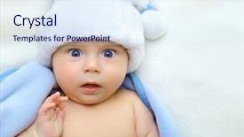  Presentation with baby christmas - Slides with christmas cute baby boy beautiful infant in santa's hat and blue soft plaid with vivid positive expression background and a sky blue colored foreground