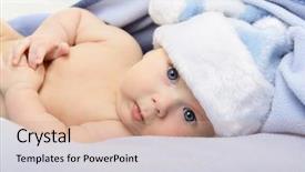  Presentation with baby christmas - Colorful theme enhanced with christmas cute baby boy lying backdrop and a coral colored foreground