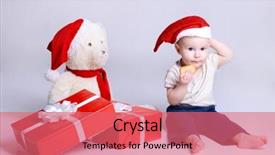  Presentation with baby bear - PPT theme consisting of christmas cute baby boy sitting background and a  colored foreground