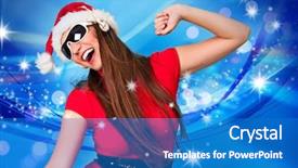  Presentation with blue stars - Slides enhanced with christmas dance party - santa girl with stars background and a teal colored foreground