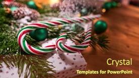  Presentation with christmas candy - Presentation design featuring christmas-dark-background-with-christmas background and a tawny brown colored foreground