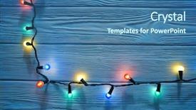  Presentation with blue lights - PPT theme enhanced with christmas dark blue wooden background decorated with shining lights background and a ocean colored foreground