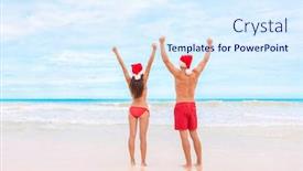  Presentation with caribbean christmas - PPT theme consisting of christmas-december-travel-fun-couple background and a sky blue colored foreground