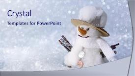 Presentation with snowman - Amazing slides having christmas decoration -snowman with snow backdrop and a sky blue colored foreground