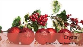  Presentation with christmas holly - Presentation featuring christmas decoration ball with european background and a coral colored foreground