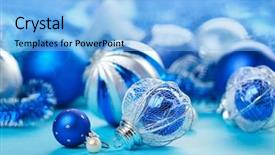  Presentation with christmas balls disco ball - PPT theme enhanced with christmas decoration balls on blue background and a light blue colored foreground