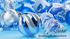  Presentation with decoration - Audience pleasing slides consisting of christmas decoration balls on blue backdrop and a  colored foreground