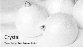  Presentation with decoration - Slides featuring christmas decoration balls with snow background and a  colored foreground