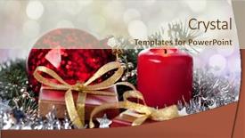  Presentation with candle christmas - Audience pleasing PPT layouts consisting of christmas decoration christmas balls gift box candle ribbon and fir branch backdrop and a soft green colored foreground