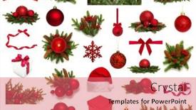  Presentation with gift ribbon - Presentation theme with christmas-decoration-collection-red-balls background and a coral colored foreground