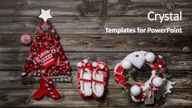  Presentation with country christmas - PPT theme consisting of christmas decoration country style red white things on wooden background background and a dark gray colored foreground