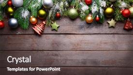  Presentation with decoration - PPT layouts with christmas decoration frame on wooden background and a dark gray colored foreground