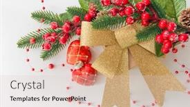  Presentation with holly - PPT layouts enhanced with christmas-decoration-gold-bow background and a lemonade colored foreground