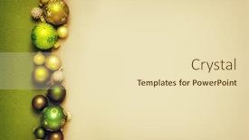  Presentation with golden christmas - Colorful slides enhanced with christmas decoration golden green glass balls background backdrop and a soft green colored foreground
