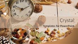  Presentation with bread life - Colorful PPT layouts enhanced with christmas-decoration-in-rustic-style backdrop and a soft green colored foreground