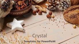  Presentation with bread life - PPT theme consisting of christmas-decoration-in-rustic-style background and a lemonade colored foreground