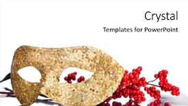  Presentation with holly - Slides consisting of masquerade ball red - christmas decoration mask with european background and a white colored foreground