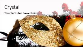  Presentation with christmas holly - Amazing PPT theme having christmas decoration mask with european holly backdrop and a white colored foreground