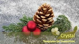  Presentation with pine cone - PPT layouts having christmas-decoration-of-gold-pine and a tawny brown colored foreground