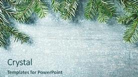  Presentation with wood rustic urban furniture - PPT layouts having christmas decoration on a wood background and a sky blue colored foreground