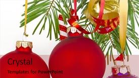  Presentation with christmas tree - Theme featuring christmas decoration on christmas tree background and a  colored foreground