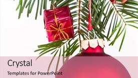  Presentation with christmas tree - Theme enhanced with christmas decoration on christmas tree background and a  colored foreground