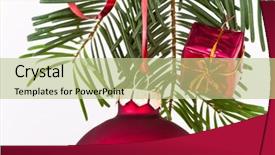  Presentation with christmas tree - Beautiful slides featuring christmas decoration on christmas tree backdrop and a  colored foreground