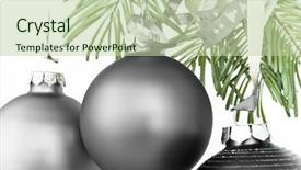  Presentation with christmas tree - Presentation theme enhanced with christmas decoration on christmas tree background and a mint green colored foreground