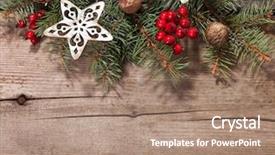  Presentation with decoration - PPT layouts with christmas decoration on old wooden background and a coral colored foreground