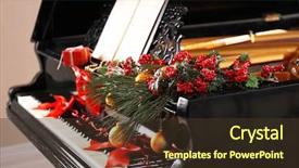  Presentation with christmas music - Presentation design consisting of christmas decoration on piano keys background and a tawny brown colored foreground