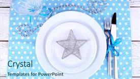  Presentation with christmas play - Colorful slides enhanced with christmas decoration on polka dot backdrop and a sky blue colored foreground